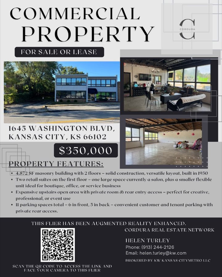 Sample commercial property flyer with AR-enhanced QR code